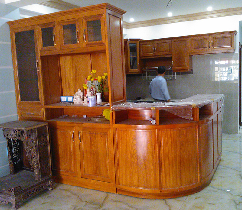 Tủ bếp gỗ gõ Nam Phi